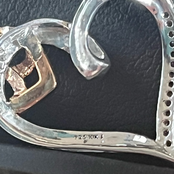 Diamond Interlocking Infinity Tilted Heart Pendant Sterling Silver&10K Rose Gold - Picture 4 of 4